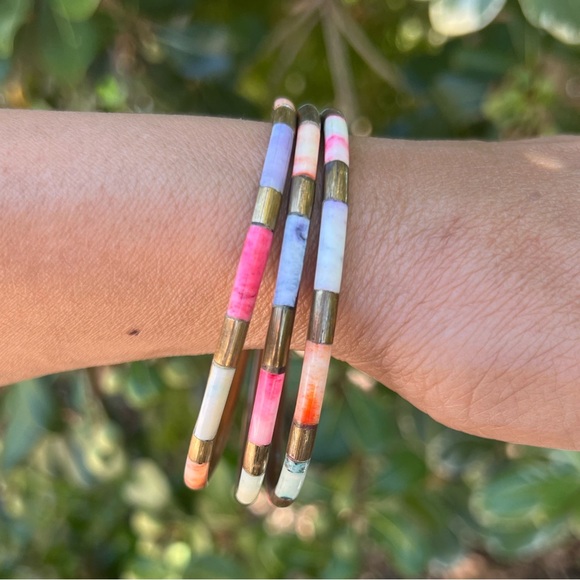 Jewelry Vintage Brass And Enamel Bangle Bracelets Set Of 3 Poshmark